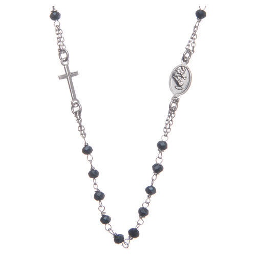 Halskette Rosenkranz aus 925er Silber Santa Rita, blau 2