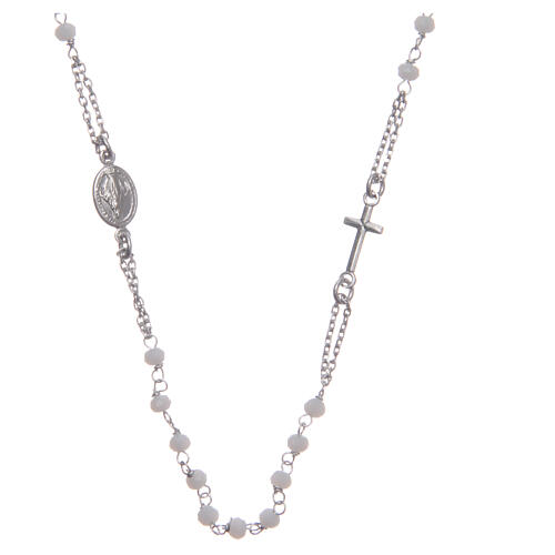 Halskette Rosenkranz aus 925er Silber Santa Rita, weiß 1