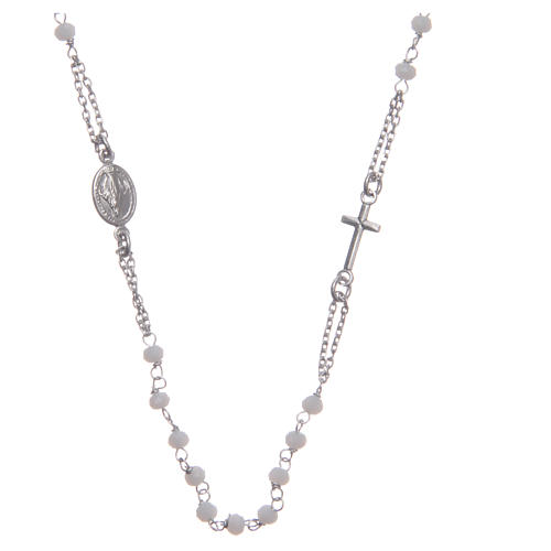Rosary choker Saint Rita classic model white in 925 sterling silver 1