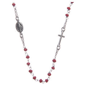 Halskette Rosenkranz aus 925er Silber Santa Rita, rot
