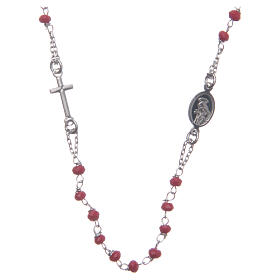 Halskette Rosenkranz aus 925er Silber Santa Rita, rot