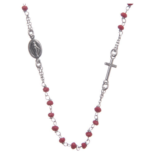 Rosary choker Saint Rita classic model red in 925 sterling silver 1