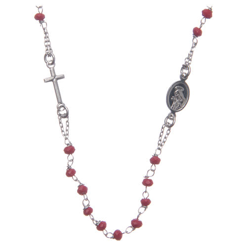 Rosary choker Saint Rita classic model red in 925 sterling silver 2