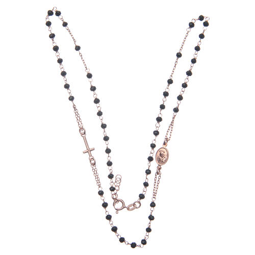 Halskette Rosenkranz aus 925er Silber Santa Rita, rosé und schwarz 3