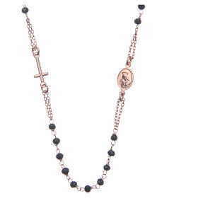 Rosary choker Saint Rita rosè and black in 925 sterling silver.