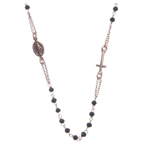 Rosary choker Saint Rita rosè and black in 925 sterling silver. 1