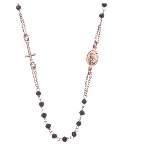 Rosary choker Saint Rita rosè and black in 925 sterling silver. 2