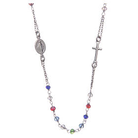 Halskette Rosenkranz aus 925er Silber Santa Rita, bunt
