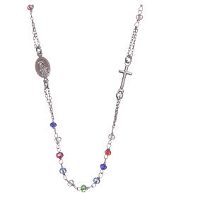 Halskette Rosenkranz aus 925er Silber Santa Rita, bunt