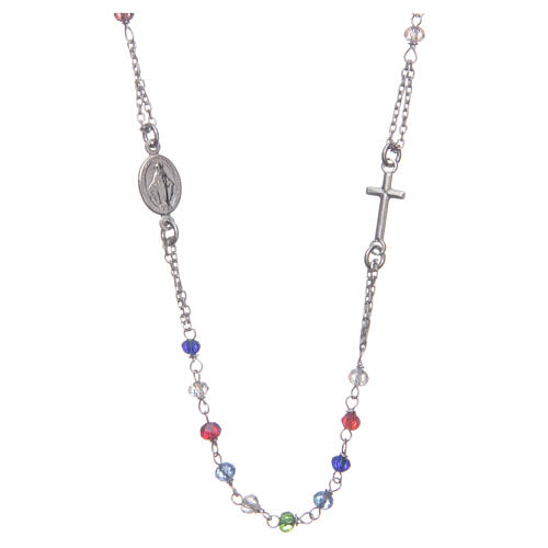 Halskette Rosenkranz aus 925er Silber Santa Rita, bunt 1