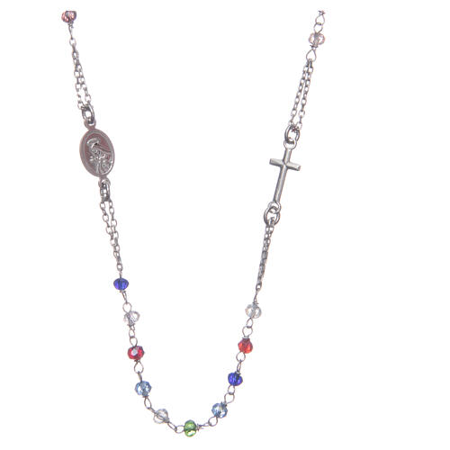 Halskette Rosenkranz aus 925er Silber Santa Rita, bunt 2