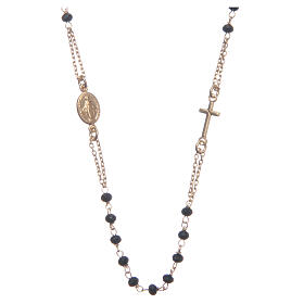 Halskette Rosenkranz aus 925er Silber Santa Rita, gold und schwarz