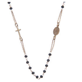 Halskette Rosenkranz aus 925er Silber Santa Rita, gold und schwarz