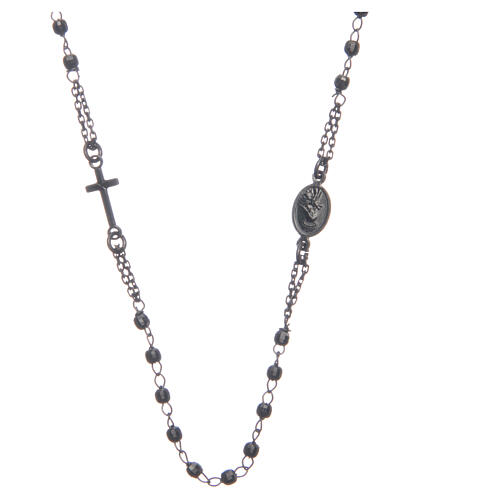 Halskette Rosenkranz aus 925er Silber Santa Rita, dunkelgrau 2
