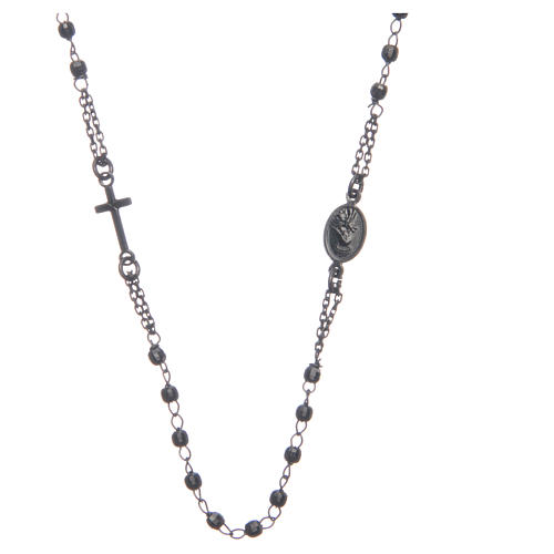 Rosary choker Saint Rita smoky black in 925 sterling silver 2