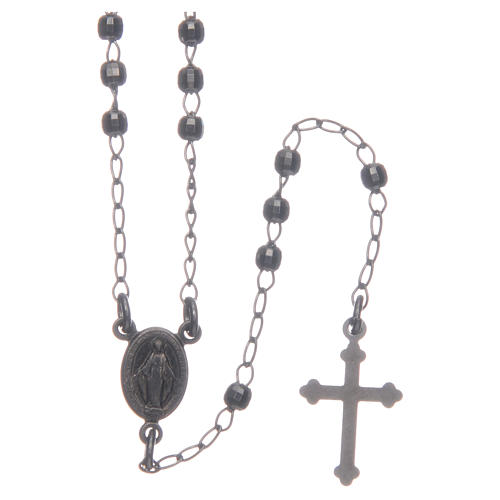 Classic rosary choker Saint Rita smoky black in 925 sterling silver 1