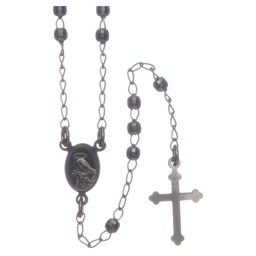 Classic rosary choker Saint Rita smoky black in 925 sterling silver 2