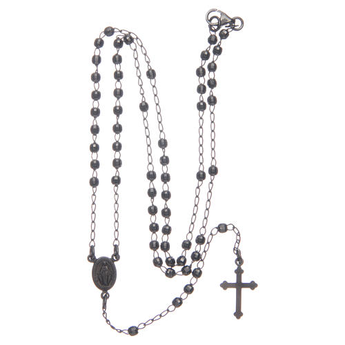 Classic rosary choker Saint Rita smoky black in 925 sterling silver 5