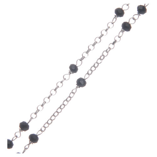 Rosenkranz im klassischen Stil aus 925er Silber mit schwarzen Perlen und Rita von Cascia 3