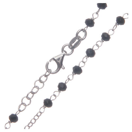 Rosenkranz im klassischen Stil aus 925er Silber mit schwarzen Perlen und Rita von Cascia 4