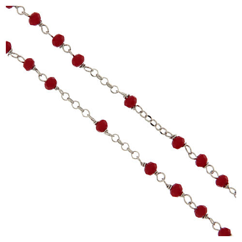 Rosario classico girocollo Santa Rita rosso argento 925 3