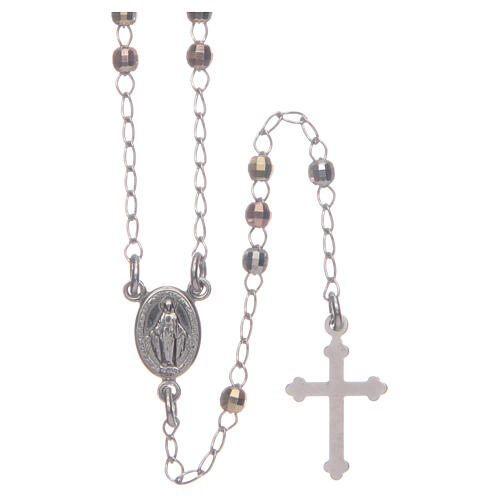 Klassischer Halskette Rosenkranz Heilige Rita vielfarbiges 925er Silber 1