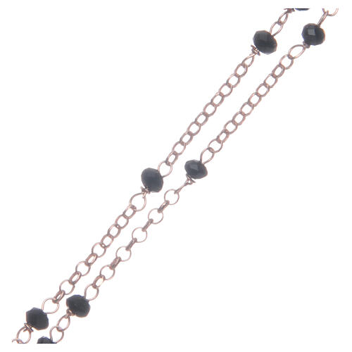 Rosenkranz im klassischen Stil aus 925er Silber mit schwarzen Perlen Rita von Cascia, Roségold 3