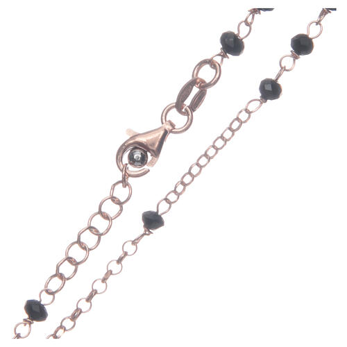 Rosenkranz im klassischen Stil aus 925er Silber mit schwarzen Perlen Rita von Cascia, Roségold 4