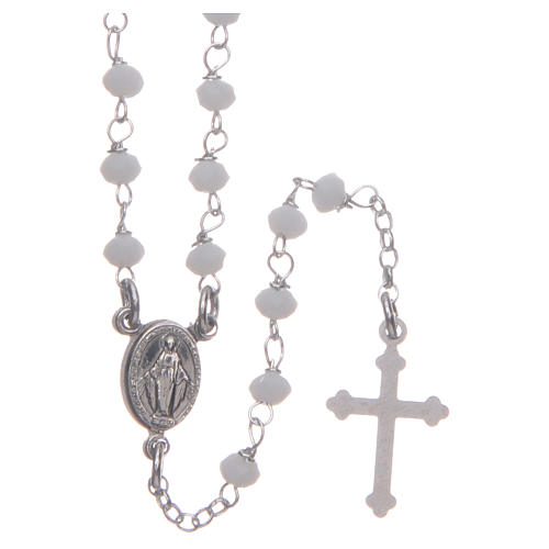 Rosary choker Saint Rita classic model white in 925 sterling silver 1