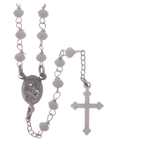 Rosary choker Saint Rita classic model white in 925 sterling silver 2