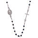 Rosary choker Saint Pio blue with white zircons 925 sterling silver s1
