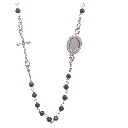 Chapelet tour de cou Padre Pio bleu zircons blancs argent 925 2