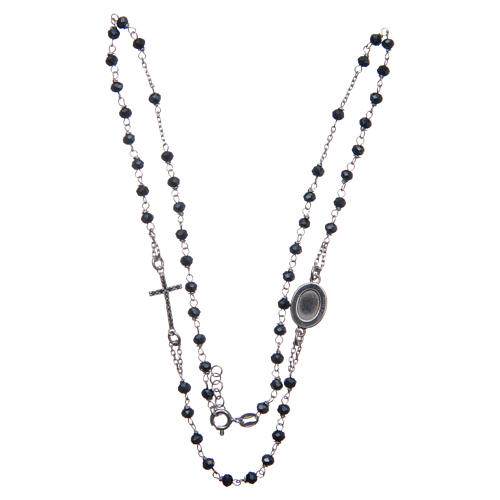 Rosary choker Saint Pio black zircons in 925 sterling silver 3