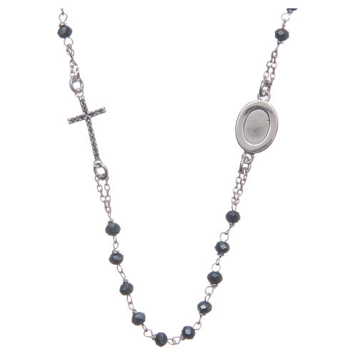 Rosary choker Saint Pio black zircons in 925 sterling silver 2