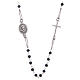 Rosary choker Saint Pio black with white zircons in 925 sterling silver s1