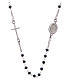 Rosary choker Saint Pio black with white zircons in 925 sterling silver s2