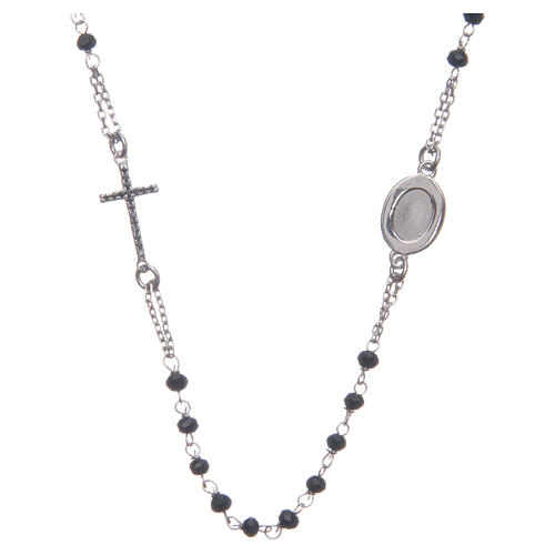 Chapelet tour de cou Padre Pio noir zircons noirs argent 925 2