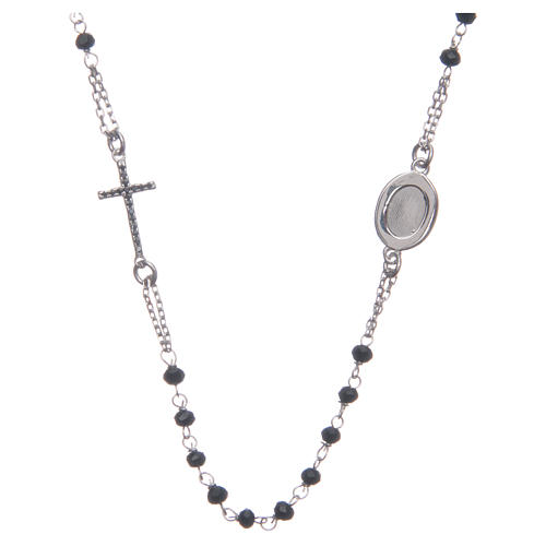 Rosary choker Saint Pio black zircons in 925 sterling silver 2