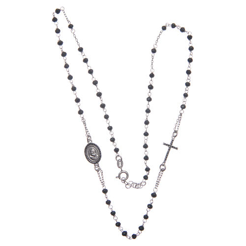 Rosary choker Saint Pio black zircons in 925 sterling silver 3