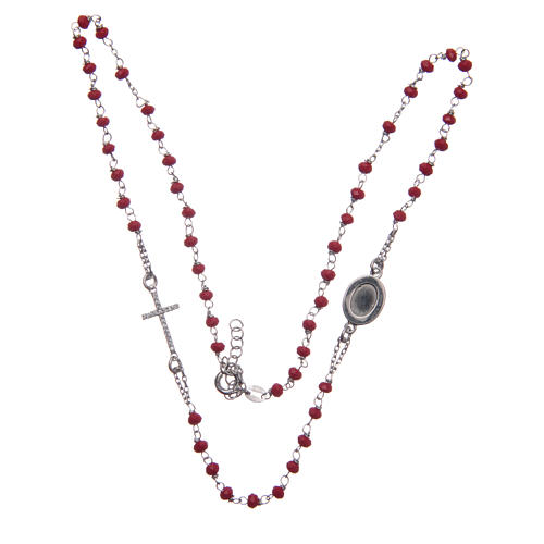 Rosary choker Saint Pio red with white zircons in 925 sterling silver 3