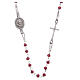 Rosary choker Saint Pio red with white zircons in 925 sterling silver s1