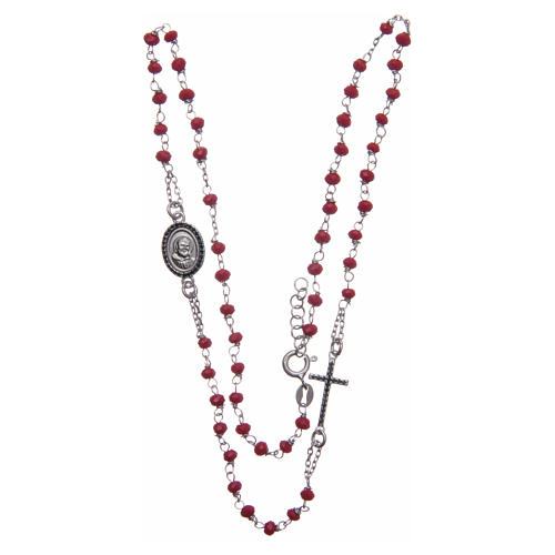 Rosary choker Saint Pio red with black zircons in 925 sterling silver 3