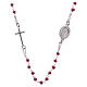 Rosary choker Saint Pio red with black zircons in 925 sterling silver s2
