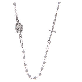 Rosary choker Saint Pio white with white zircons in 925 sterling silver