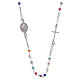 Rosary choker Saint Pio multicoloured with white zircons in 925 sterling silver. s1