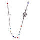 Rosary choker Saint Pio multicoloured with white zircons in 925 sterling silver. s2