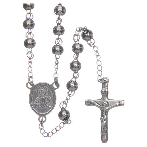 Classic rosary silver with big sphere 316L steel 1