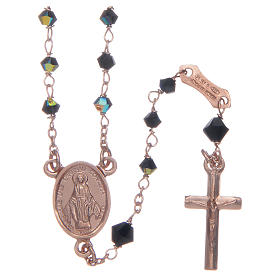 Terços Prata: Terço prata 925 e Swarovski preto 3 mm