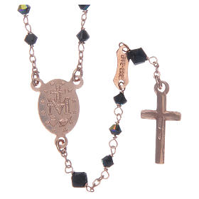 Terços Prata: Terço prata 925 e Swarovski preto 3 mm