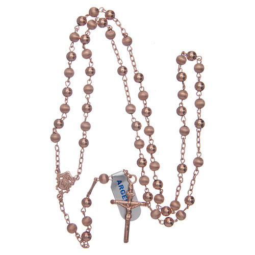 Rosary with shiny and opaque beads in pink silver 4